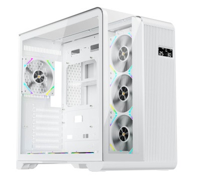 מארז מחשב פרימיום לגיימרים לבן זכוכית צד ותאורה 1StPlayer RT7 White ATX RGB Side Tempered Glass 7x12CM GPU 400mm Liquid Cooling 3x120mm